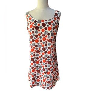1990s Designer Luca, Made in USA, 100% Polyester Polka Dot‎ Mini Shift Dress